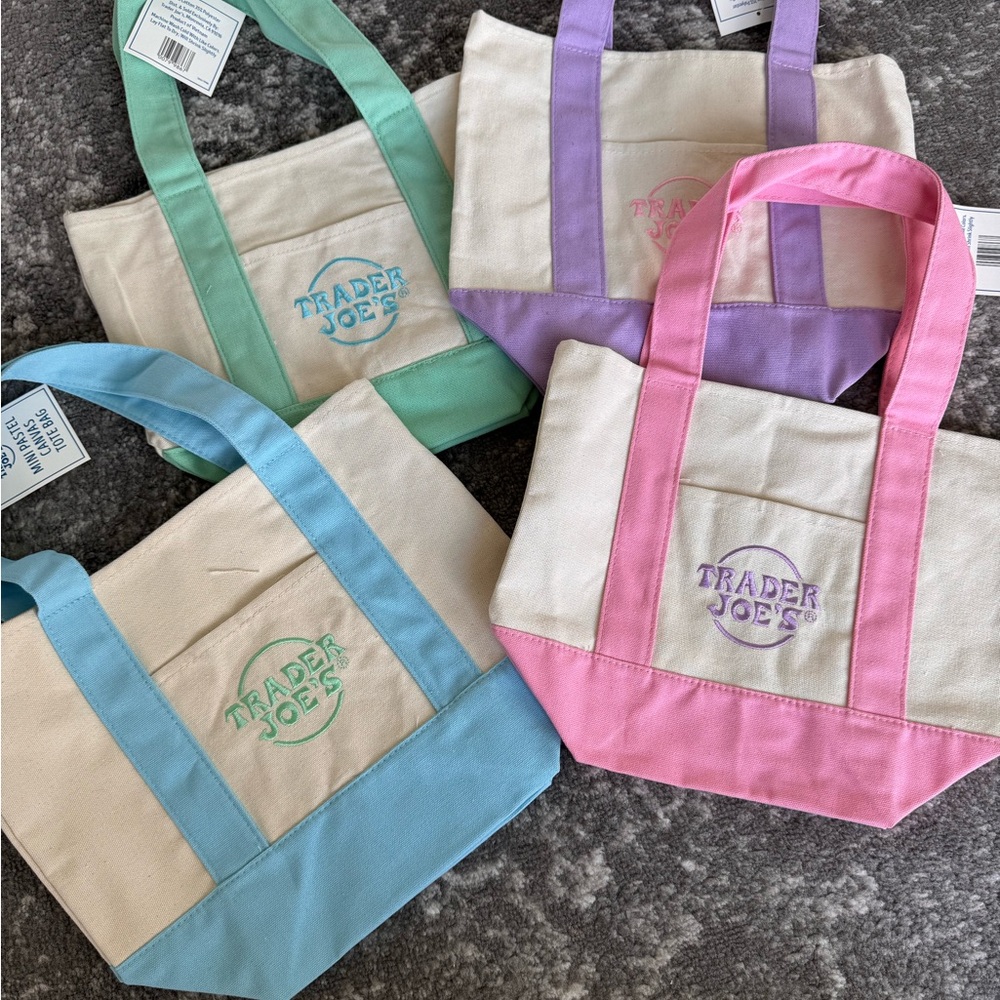 Trader Joe’s Tote Bag Set - Pink, Blue, Green, Purple